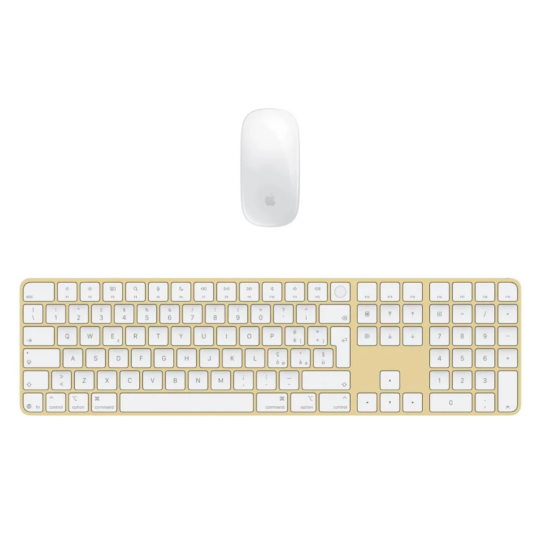 Apple Magic Keyboard 3 Gialla estesa con pad numerico Touch ID + Magic Mouse 3 versione con batteria integrata (Ricondizionato) Italiano - Eccellente